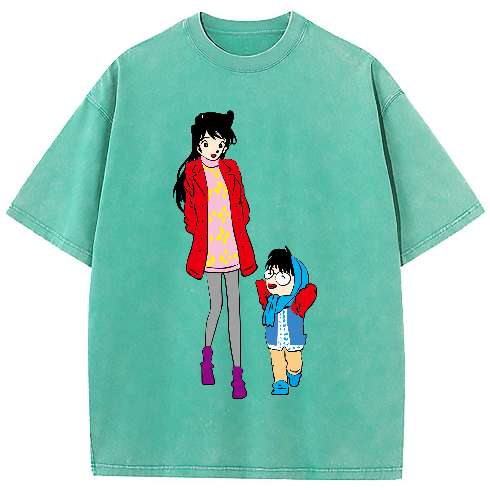 （画像用） 名探偵コナン 江戸川 コナン Detective Conan Conan Edogawa 綿100% ヴィンテージ風 半袖Tシャツ（フロントプリント）